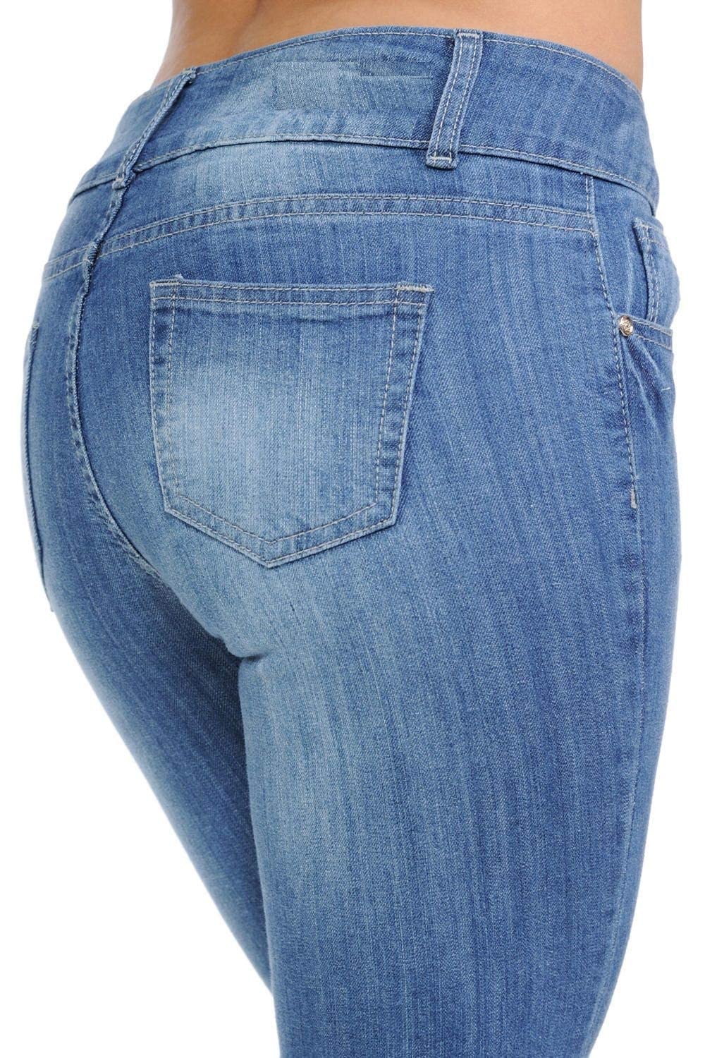 Jack David Women's Plus Size Stretch Skinny Jeans - Ripped & Distressed Denim Pants for Casual Wear & Street Style