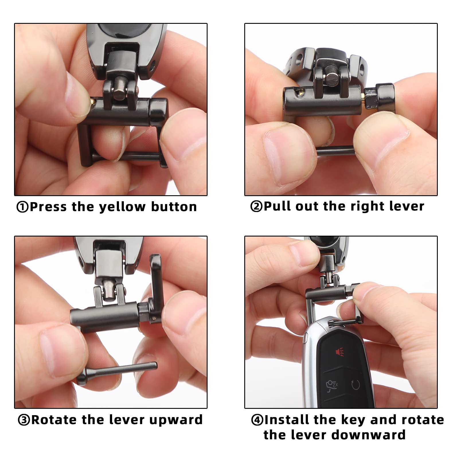 Durable Metal Car Key Fob Keychain with 2 Detachable Key Rings - Heavy Duty Key Holder Clip for Men & Women - Perfect for Car Keys, House Keys & Everyday Carry Accessories