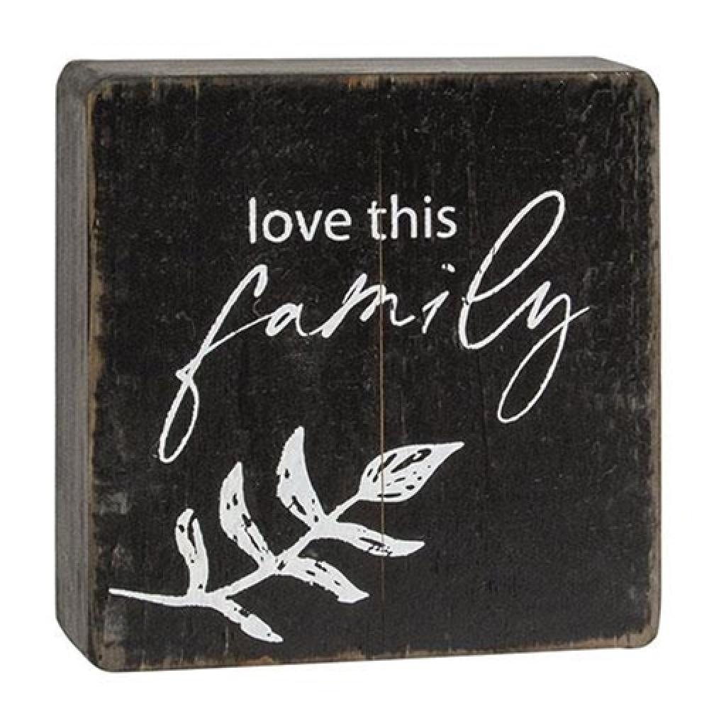 Love This Family Black Wooden Sign - Rustic Home Decor for Living Room, Bedroom & Entryway - Perfect Housewarming Gift