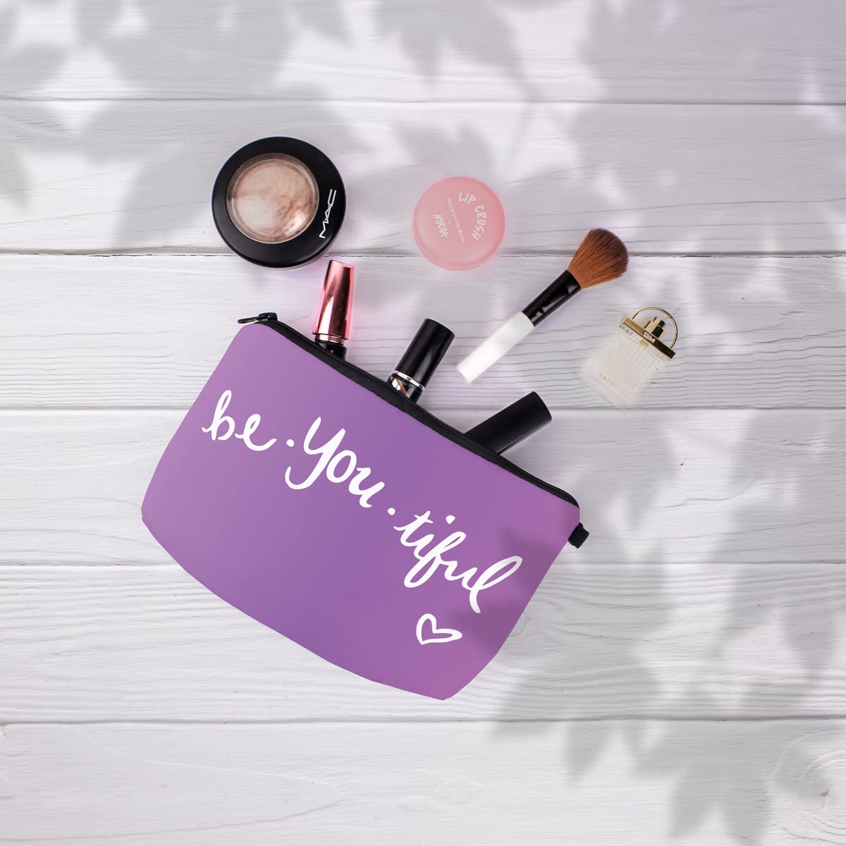 Crazyify Cute Canvas Makeup Pouch for Women - Waterproof Cosmetic Bag with Zipper, Travel Toiletry Organizer - Perfect for Daily Use, Travel, and Gift Giving