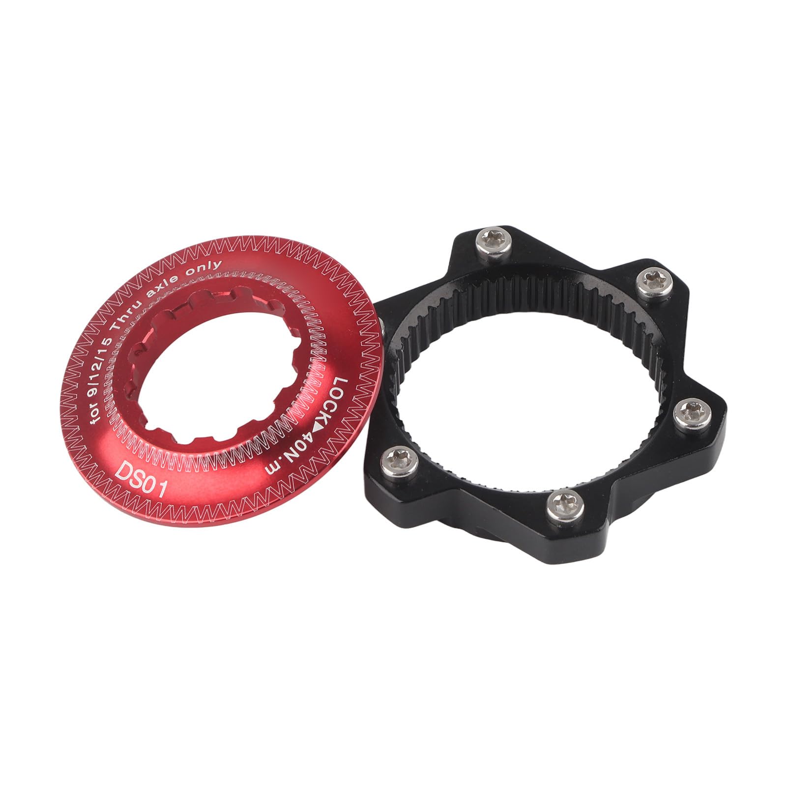 VGEBY Center Lock Hub Adapter 6 Bolt Disc Rotor Set (Red+Black) - for Bike & Motorcycle Upgrades