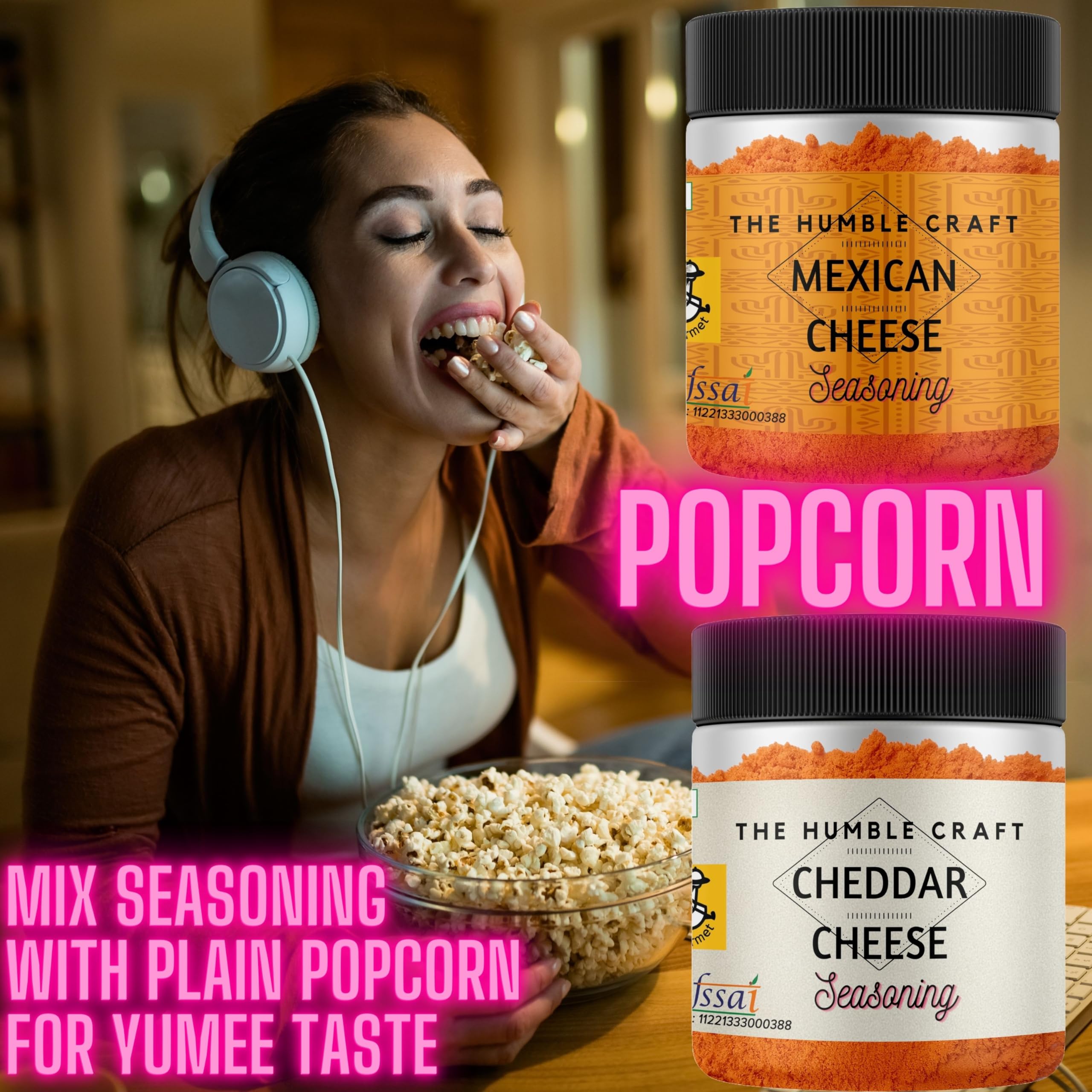 Humble Craft Mexican Cheese Popcorn Seasoning Powder - 100g | Fajita, Taco, Nachos & Burrito Seasoning | Perfect for Popcorn, Fries, Tortillas & Enchiladas | Authentic Cheese Flavor for Snacks & Mexican Dishes
