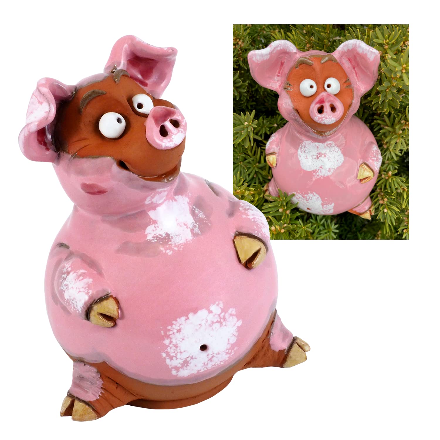 Handmade Ceramic Pig Lawn Stake - Frostproof Outdoor Garden Statue - Unique Gift for Gardeners, Men & Women - Perfect for Yard Decor & Outdoor Parties