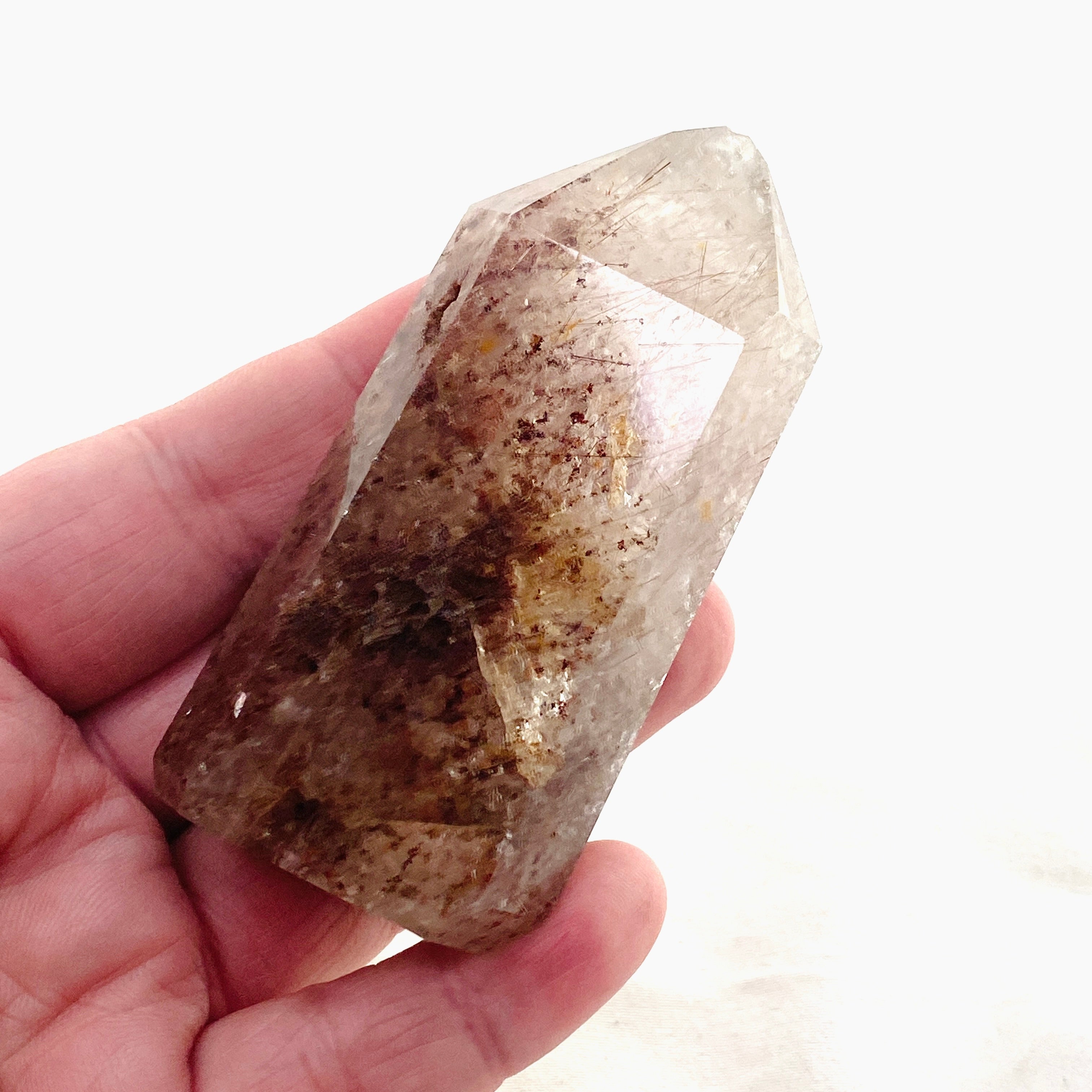 Natural Rutilated Quartz Point RTQP 01 - Healing Crystal for Meditation, Energy Work & Spiritual Growth | Perfect for Home Decor, Yoga & Reiki