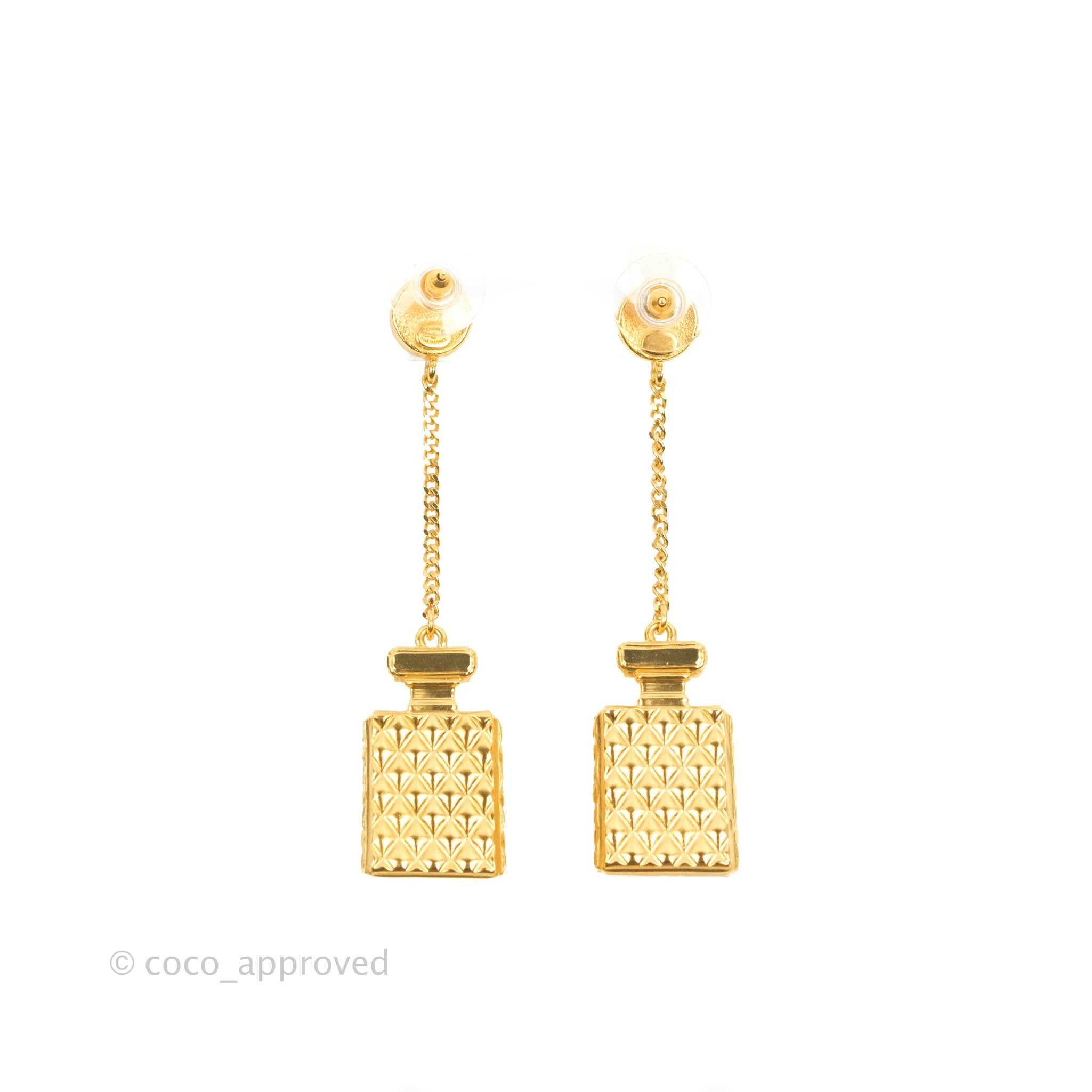 Chanel Rhinestone Pearl Drop Earrings - Gold Tone Luxury Jewelry for Women | Perfect for Parties, Weddings & Special Occasions