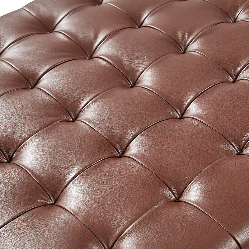 Genuine Leather Ottoman with Open Frame Base - Modern Footrest & Storage Stool for Living Room, Bedroom, or Office