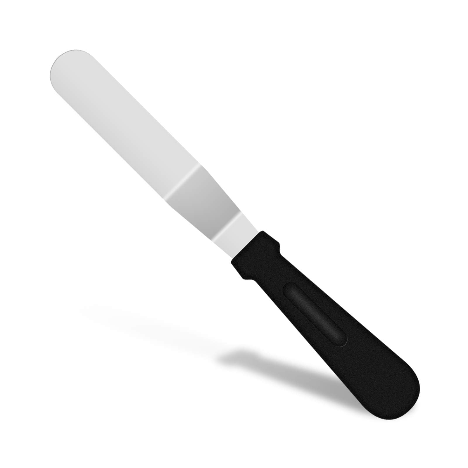 KUFUNG 6 Inch Stainless Steel Offset Spatula with PP Plastic Handle - Cake Decorating, Icing & Frosting Tool (Black + Tulwar) - Perfect for Baking, Pastry Chefs & Home Cake Decorating