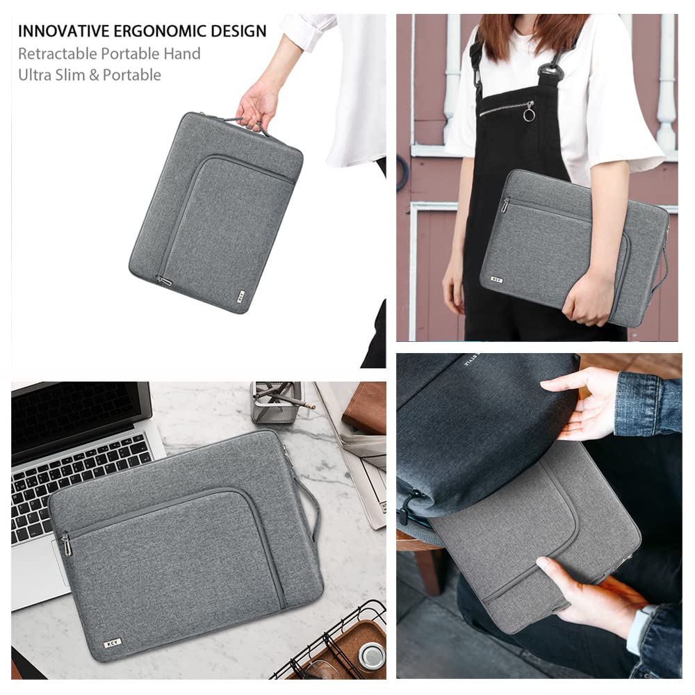 KCY 15-16 Inch Laptop Sleeve - Slim Protective Case for MacBook Air 15, MacBook Pro 15/16 M1 M2 (2020-2023), Surface Laptop 5/4, Dell XPS 15, HP & Asus Notebooks - Lightweight Computer Cover Bag in Grey | Perfect for Work, School & Travel