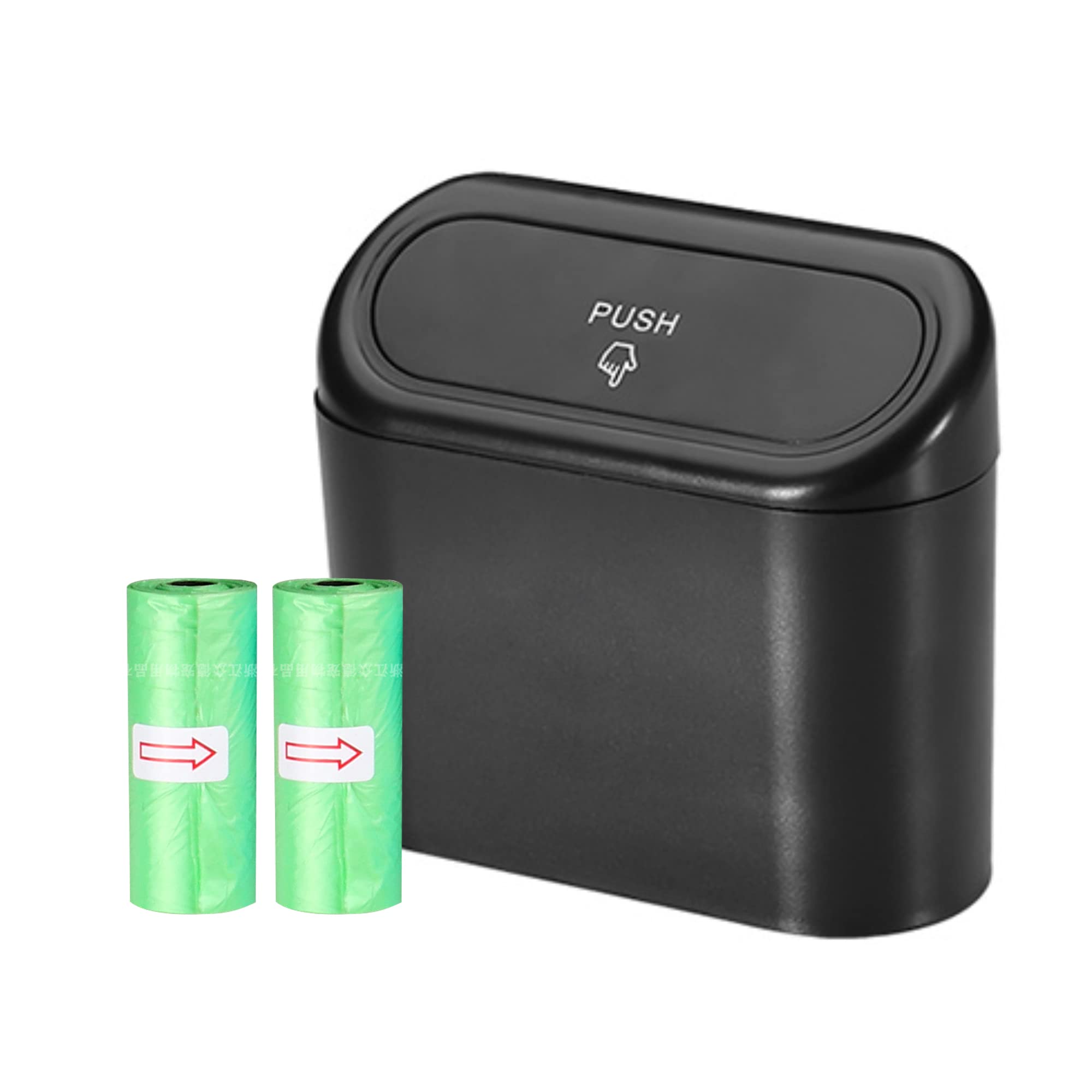 Leakproof Car Trash Can with Lid & 30 Trash Bags - Mini Car Garbage Bin for Front/Back Seat Storage - Perfect for Road Trips, Commuting & Keeping Your Vehicle Clean
