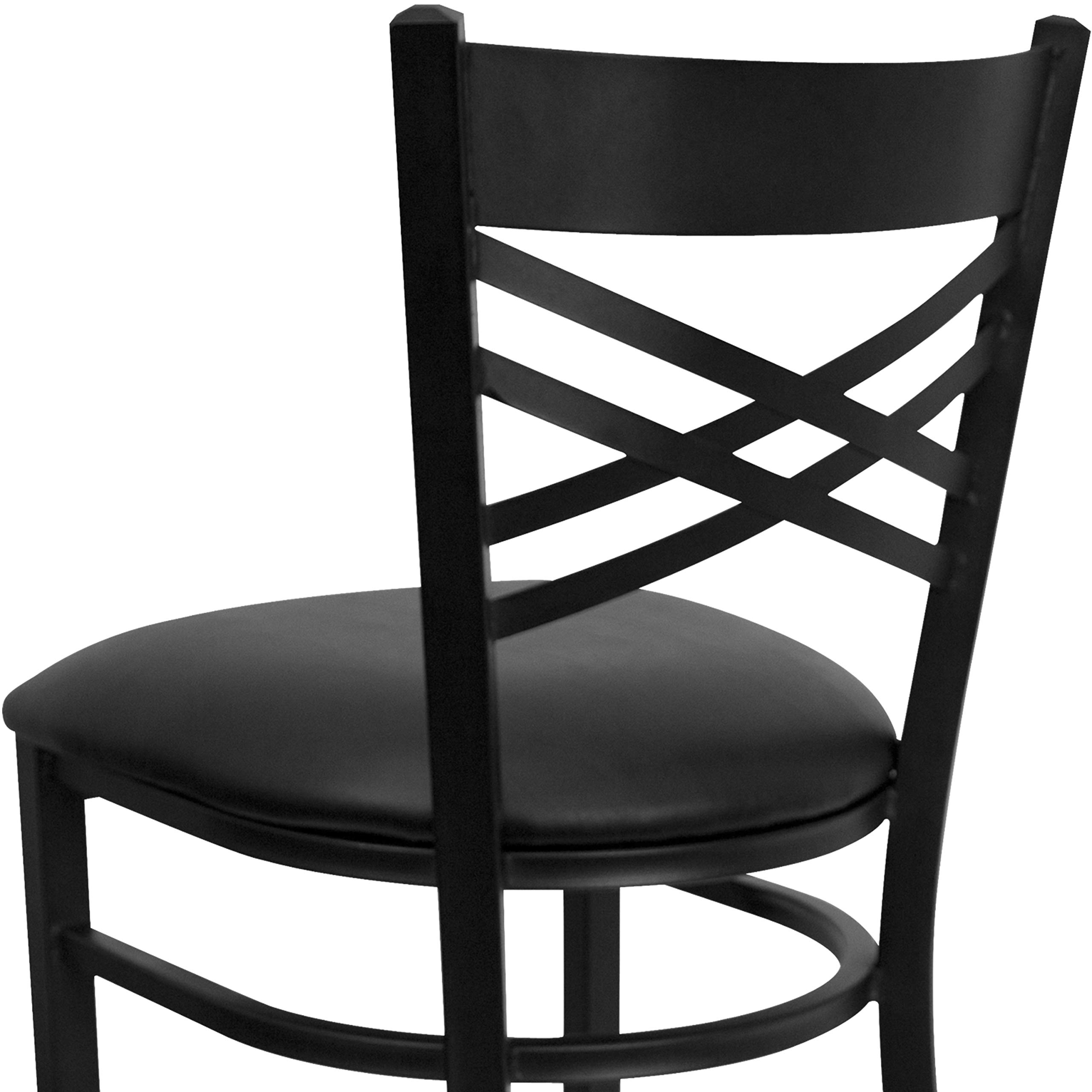 Emma & Oliver Black Metal X Back Bar Stool with Vinyl Seat - Modern Kitchen & Bar Counter Stool for Home, Restaurant, and Cafe Use
