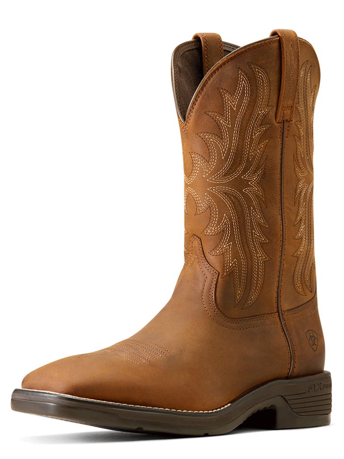 Ariat Men's Ridgeback Western Boot - Distressed Tan Leather Cowboy Boots for Riding, Work & Outdoor Activities