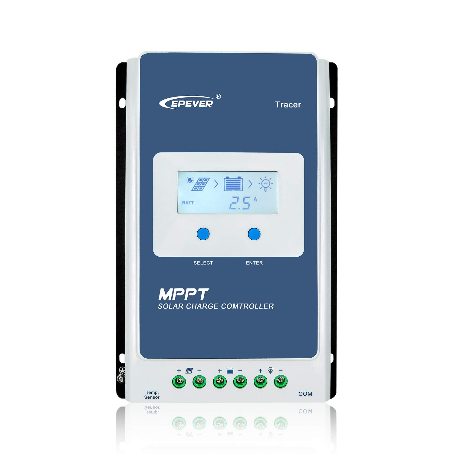 EPever 40A MPPT Solar Charge Controller 12V/24V Auto, Negative Ground, LCD Display, Max 100V PV Input - for Gel, Flooded, Sealed & Lithium Batteries - Perfect for Off-Grid Solar Systems, RV, Marine, and Home Backup Power