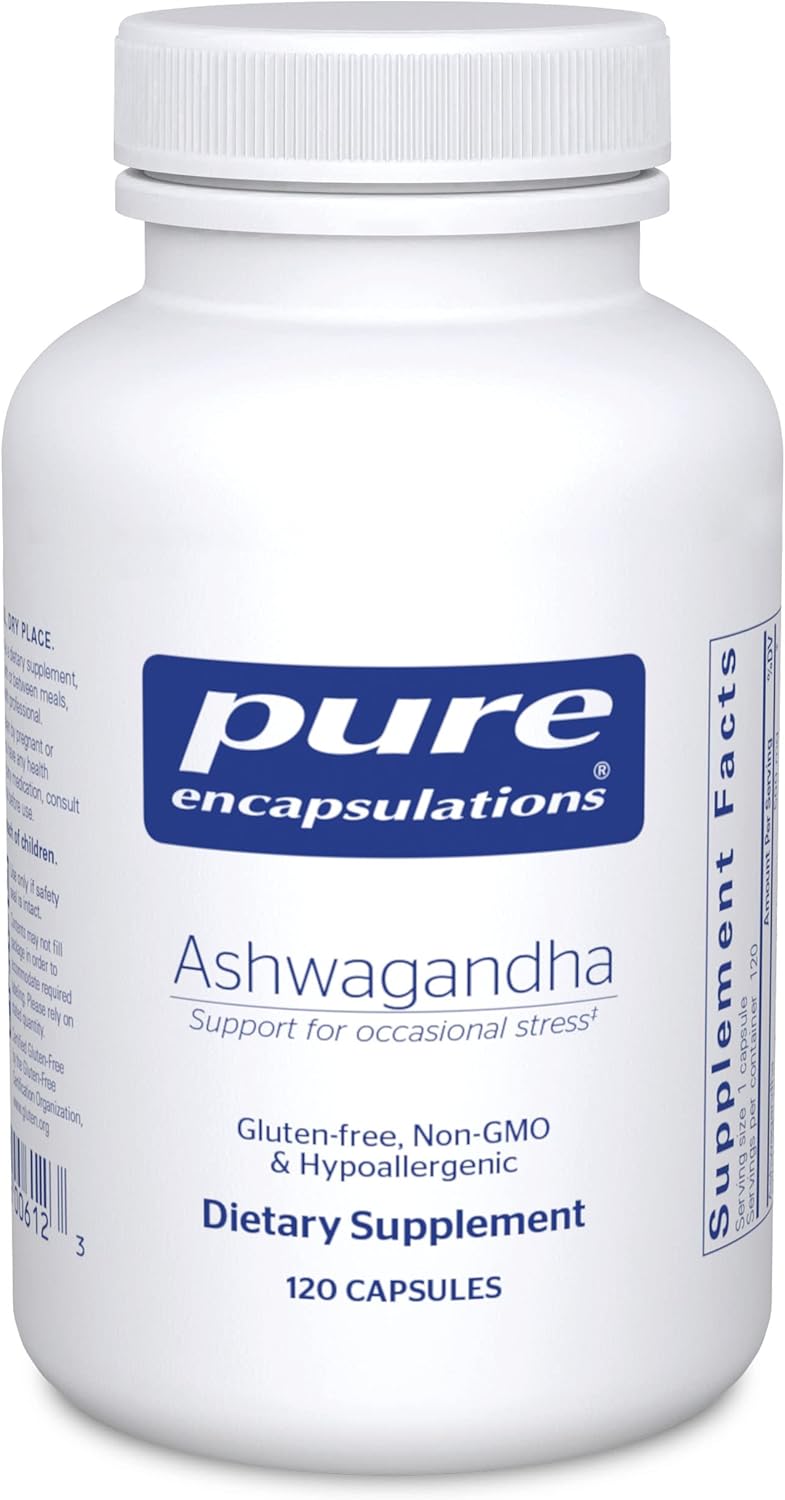 Pure Encapsulations Ashwagandha Supplement - 120 Capsules for Stress Relief & Immune Support | Organic KSM-66 Root Extract | Vegan, Non-GMO | Perfect for Daily Wellness & Workout Recovery