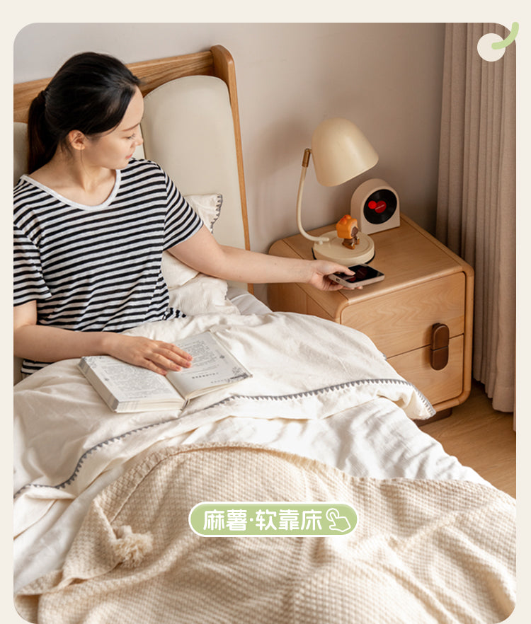 Solid Beech Wood Nightstand with Storage - Bedside Table for Bedroom, Living Room, or Office - Compact & Stylish Home Furniture