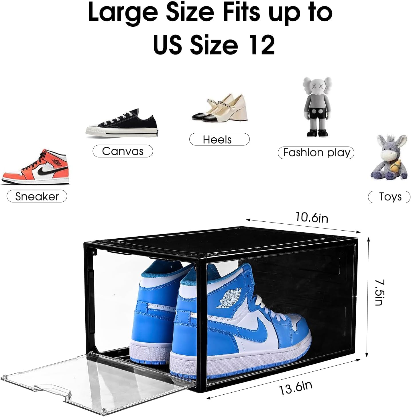 Clear Stackable Shoe Storage Boxes - 9 Pack Shoe Organizer for Closet, Sneaker Display Case, Durable Plastic Shoe Box Fits Up to US Men's Size 12 | Perfect for Closet Organization, Sneaker Collection & Home Storage Solutions