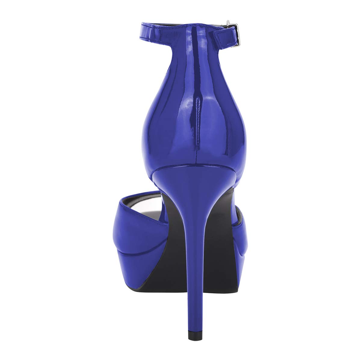 YDN Women's Peep Toe High Heel Platform Pumps - 4 Inch Stiletto Heels with Ankle Straps, Glossy Patent Leather Club Shoes for Night Out, Party, Wedding & Special Occasions