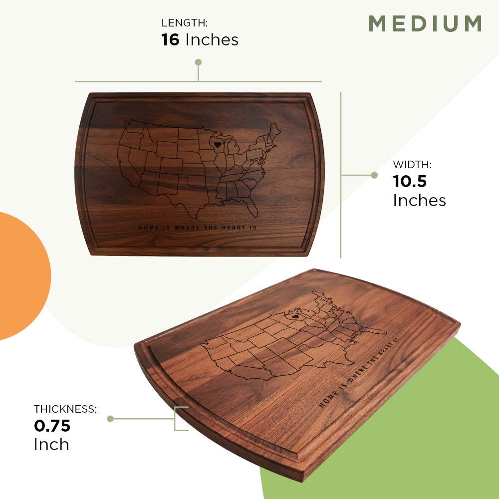 Premium Walnut Wooden Cutting Board with Juice Groove - 10.5x16 Inch Natural Engraved Kitchen Chopping Board - Perfect for Anniversary, Wedding, Birthday & Housewarming Gifts - Handcrafted in USA - Ideal for Food Prep, Charcuterie Boards & Home Decor