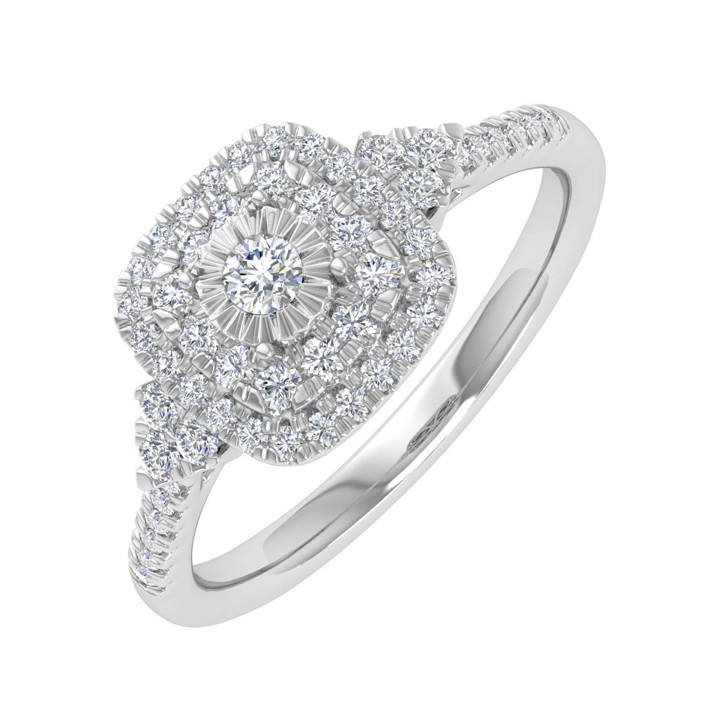 1/3 Carat Cushion Cut Halo Diamond Engagement Ring in 10K Gold - Elegant Wedding Proposal Ring for Her, Perfect for Anniversary & Valentine's Day Gifts