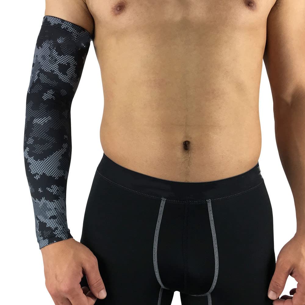 1 Pair Professional Sports Elastic Arm Guards - Basketball Volleyball Arm Sleeves & Elbow Pads for Men Women - Breathable Compression Arm Warmers for Workout, Running, Gym & Outdoor Sports