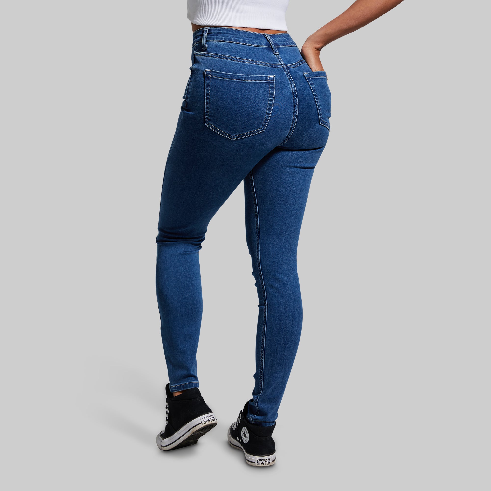 FLEX Stretchy High Rise Skinny Jeans for Women - Mid Wash Denim Pants | Comfortable Slim Fit Jeggings for Everyday Wear, Work & Casual Outfits