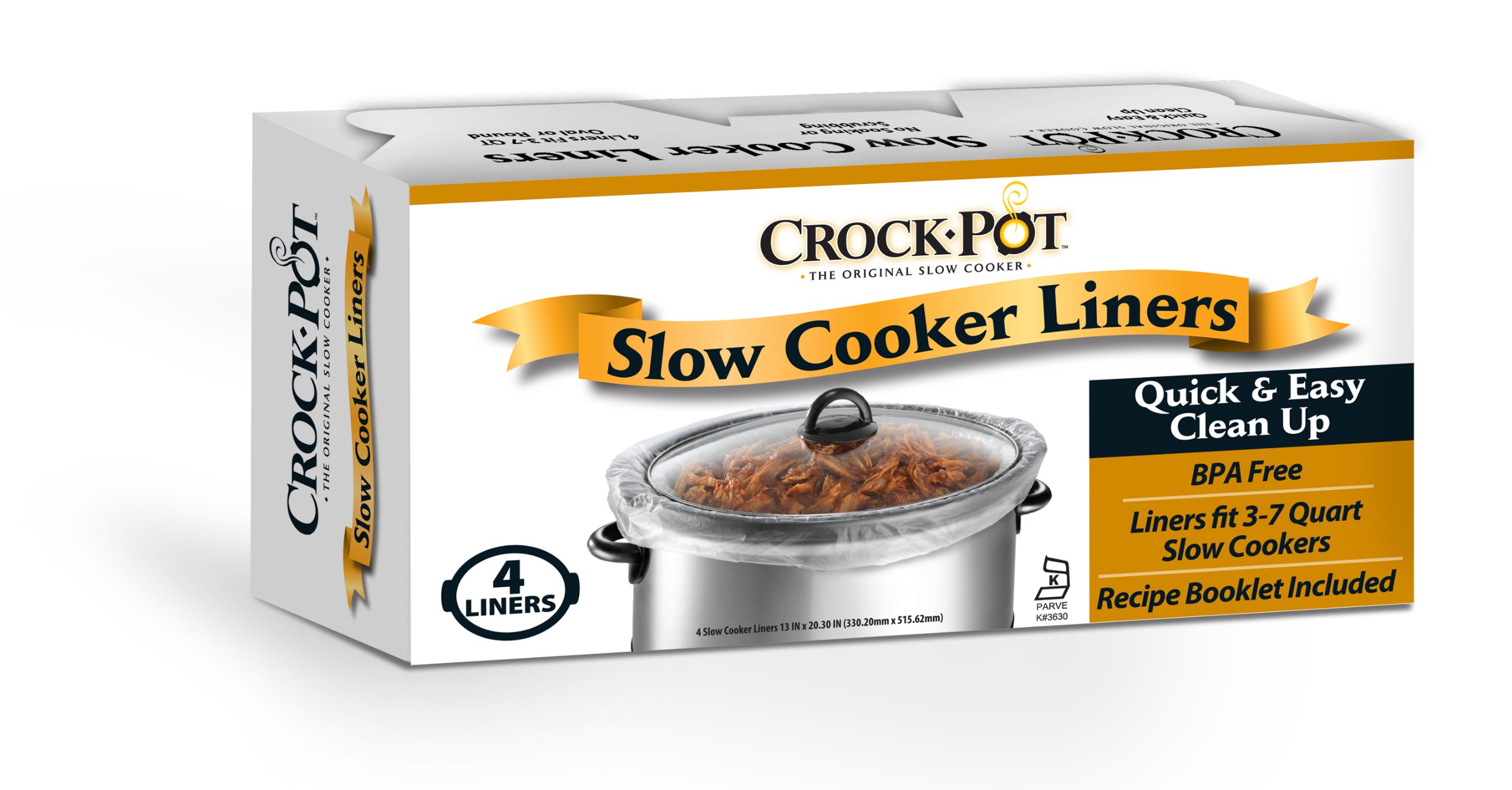 Crock Pot Slow Cooker Liners - 24 Count (6 Packs of 4) | Disposable Slow Cooker Bags for Easy Cleanup | Perfect for Family Dinners, Meal Prep & Potlucks
