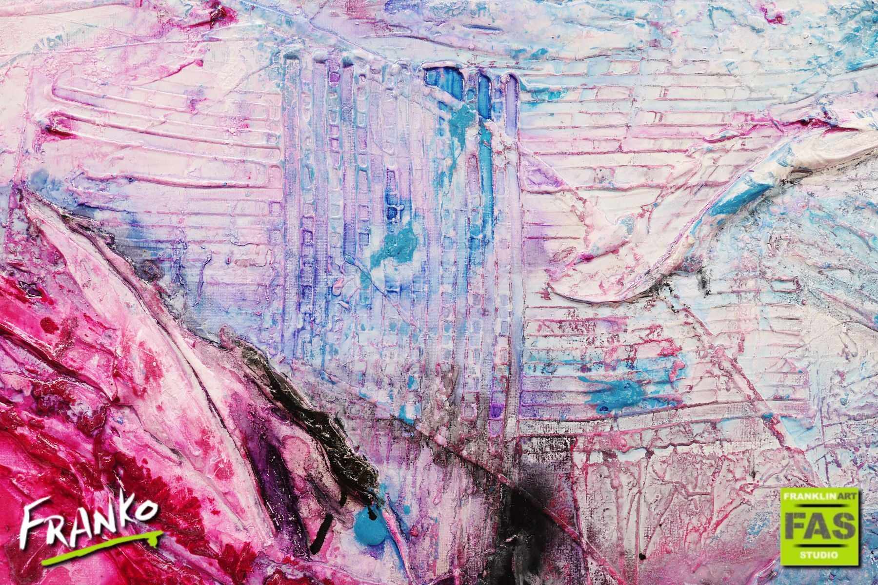 Magenta Bloom 190cm x 100cm White Pink Abstract Canvas Art - Modern Wall Decor for Living Room, Bedroom & Office