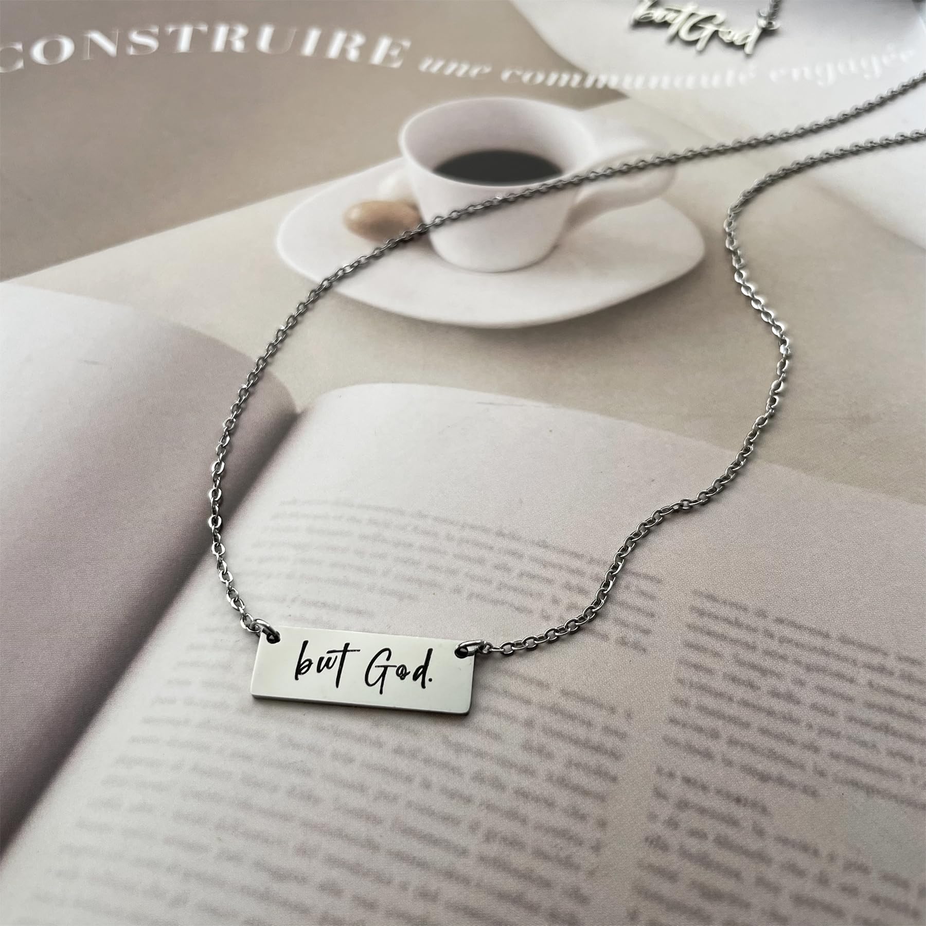 But God Necklace - Christian Jewelry with Bible Verse, Stainless Steel Faith Necklace for Women, Inspirational Gift for Church, Prayer & Daily Encouragement