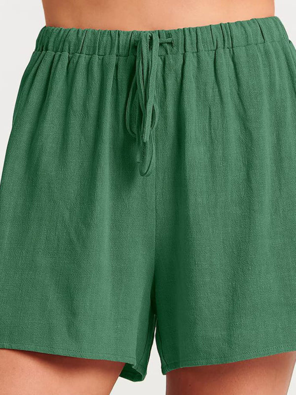 Comfortable Women's Casual Linen Shorts Set - 2 Piece Summer Outfit for Beach, Vacation & Lounge Wear