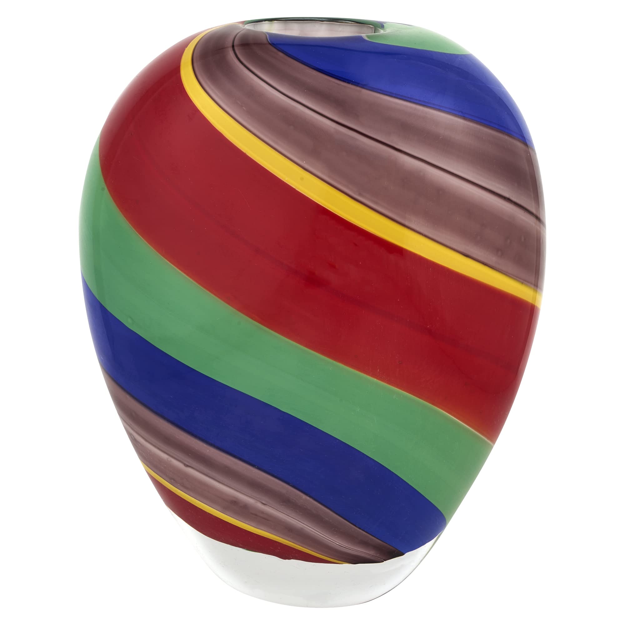 Badash Rainbow Murano-Style Art Glass Vase - 8.5 Inch Hand-Blown Glass Vase for Modern Home Decor - Perfect for Living Room, Dining Table & Wedding Centerpieces