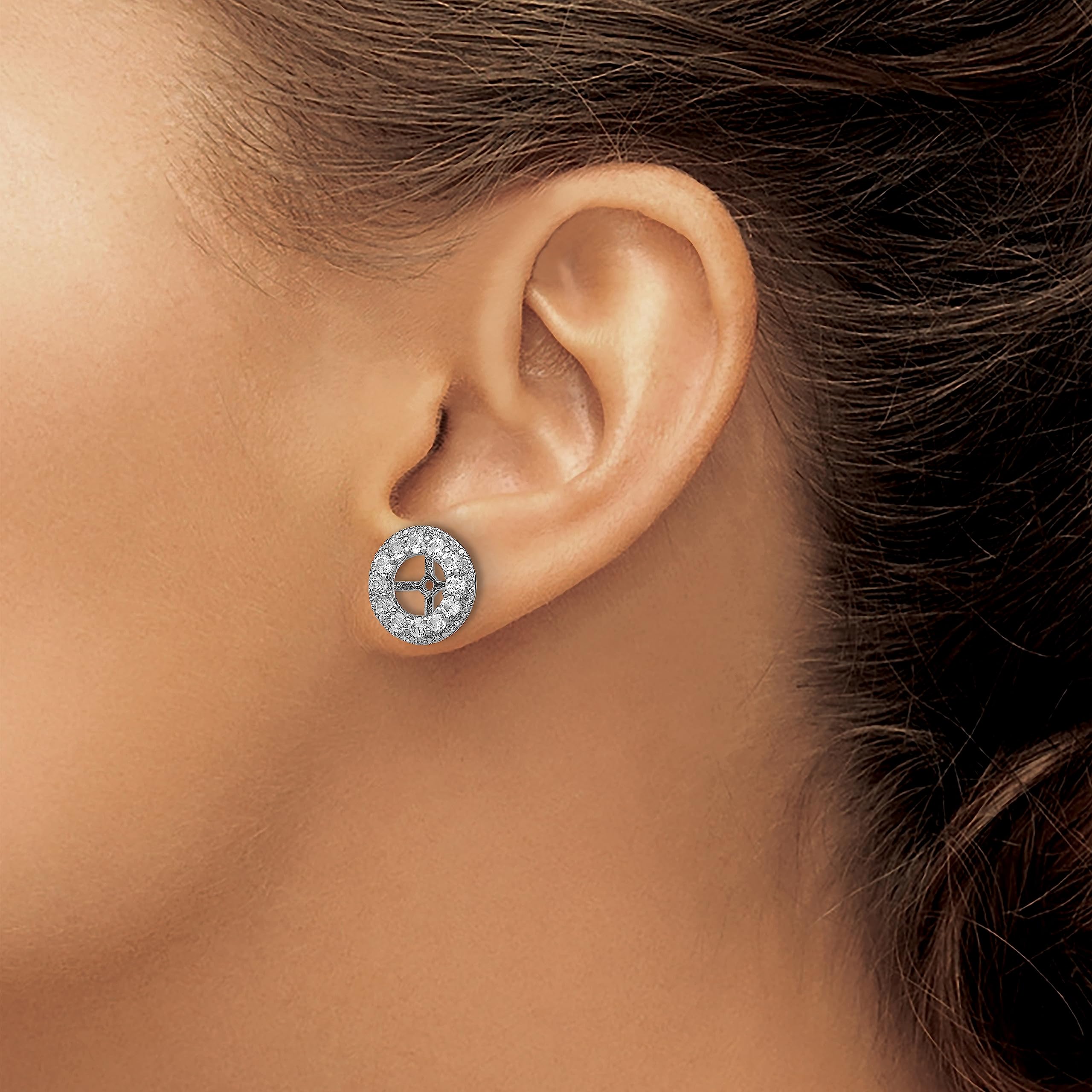 925 Sterling Silver Diamond & White Topaz Earring Jackets for Studs - April Birthstone Jewelry for Women - Perfect for Weddings, Parties & Everyday Wear