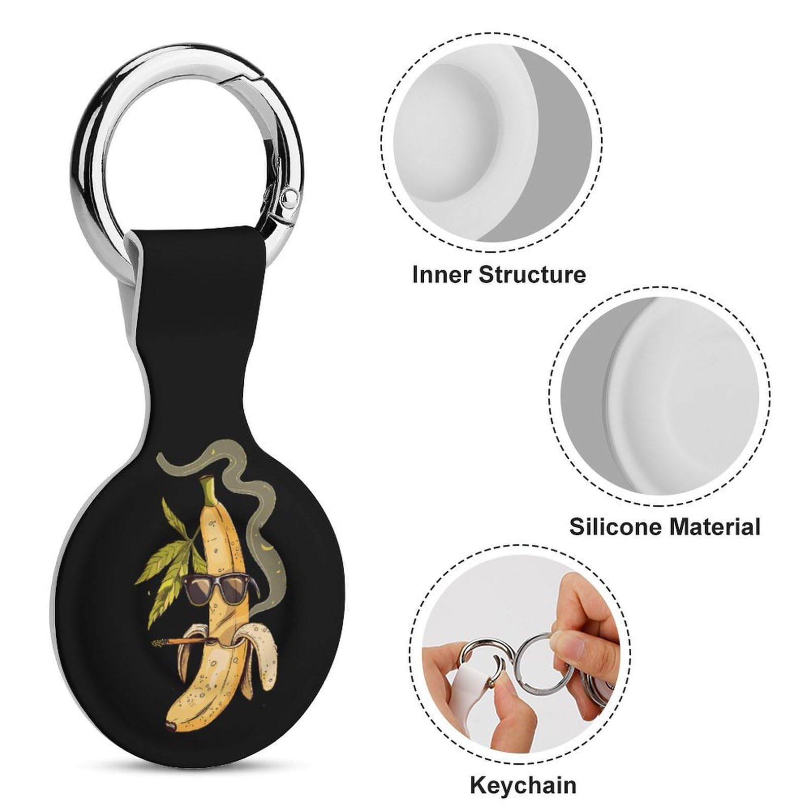 Banana Silicone Airtag Case with Keychain - for Wallet, Luggage & Pets