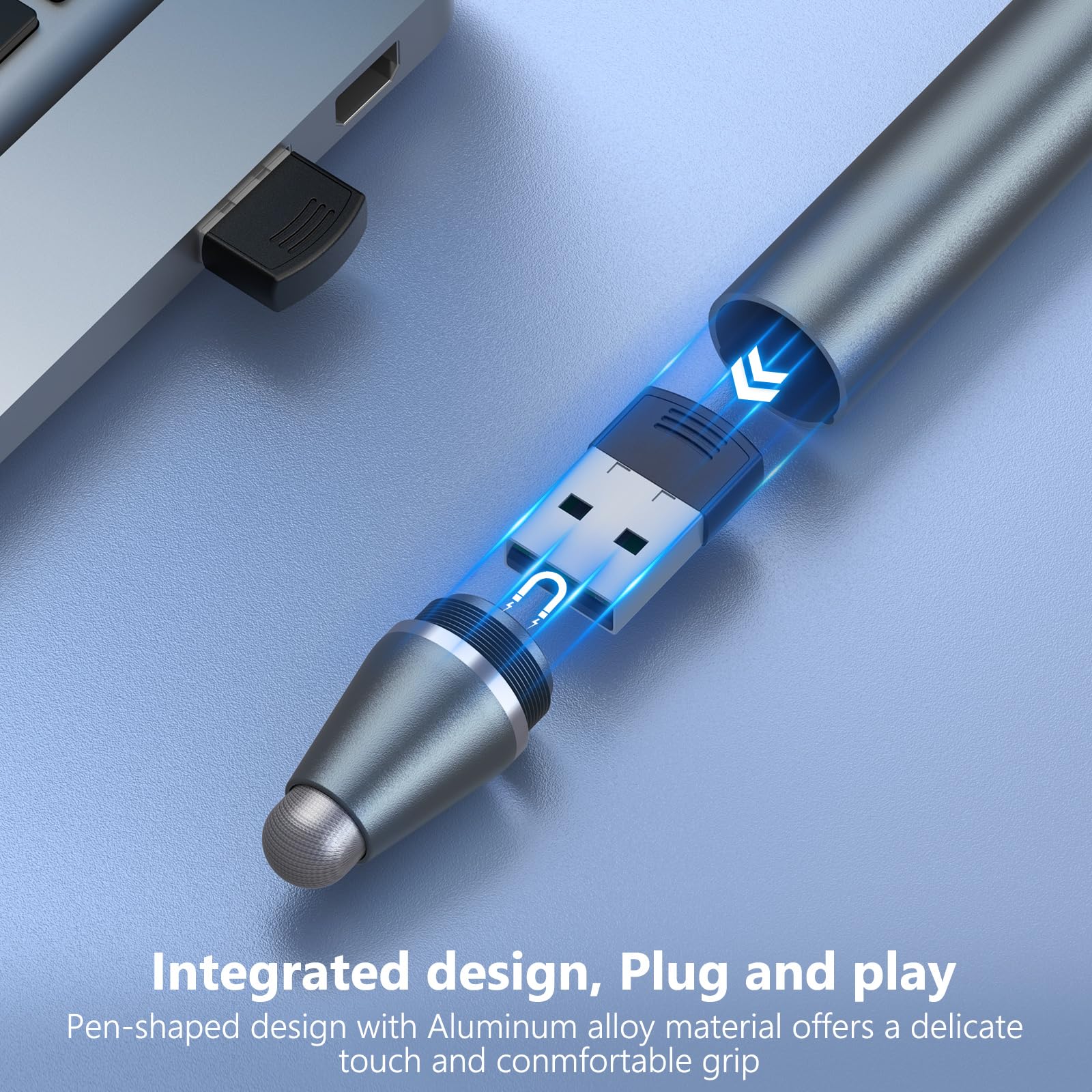 Rechargeable Wireless Presenter Remote with Laser Pointer & Stylus Pen - USB PowerPoint Clicker Slide Advancer for Mac/PC - Hyperlink & Volume Control - Touch Screen Compatible (Red Laser) - Perfect for Business Presentations, Online Teaching & Remote Work