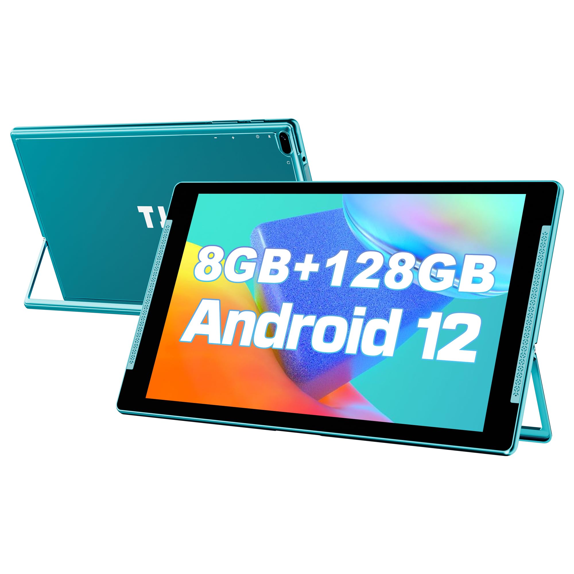 10 Inch Android 12 Tablet - 4+4GB RAM 128GB ROM (Expandable to 512GB) - HD IPS Screen - 2MP+8MP Dual Camera - Wi-Fi & Bluetooth 5.0 - 6000mAh Battery - with Stand (Green) - Perfect for Online Learning, Work from Home & Entertainment