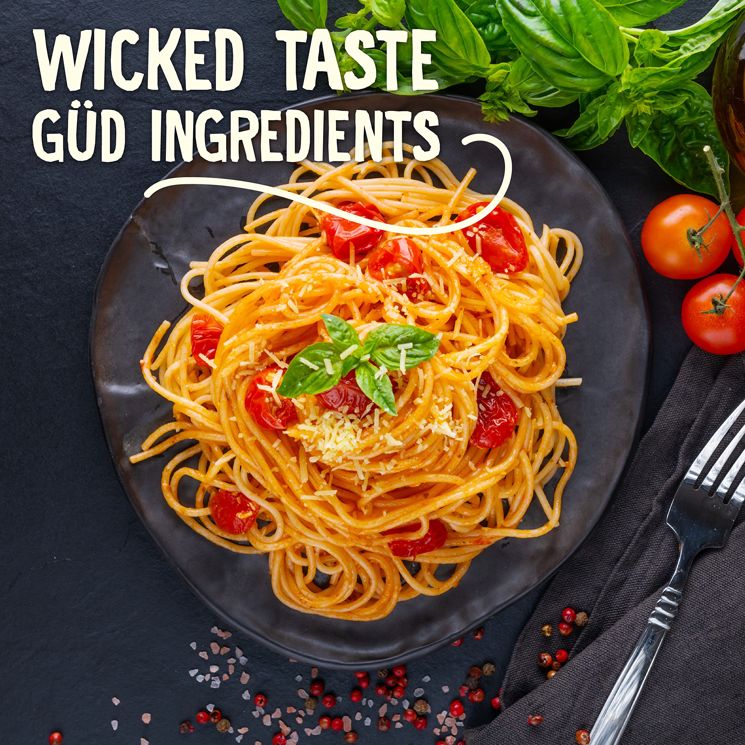 WickedGud 2X Fiber Penne & Spaghetti Pasta Combo - Healthy Durum Wheat Semolina, Brown Rice & Red Lentils Pasta (400g x 2) | No Maida | High Fiber Diet Pasta for Weight Loss & Gluten-Free Meals | Perfect for Italian Dishes, Vegan Recipes & Healthy Family Dinners