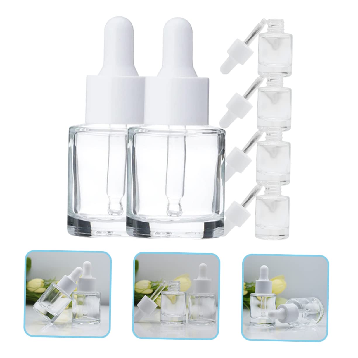 6-Piece Refillable Glass Lotion Bottles with Eye Droppers - Essential Oil Vials, Perfume Dropper Bottles for Travel, DIY & Aromatherapy - Perfect for Skincare, Home Spa & On-the-Go Use