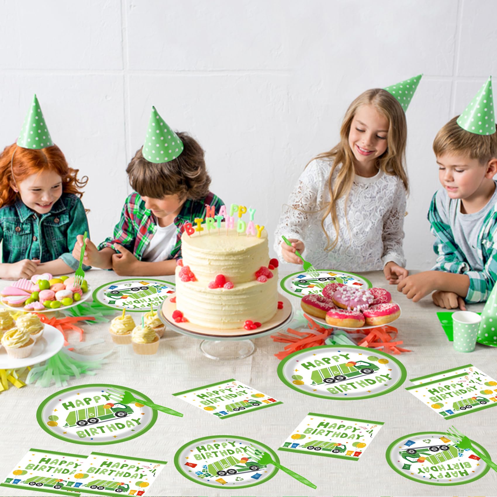 96 Pcs Garbage Truck Themed Paper Plates - Fun Garbage Truck Birthday Party Supplies & Decorations for Kids - Perfect for Garbage Truck Themed Parties, Birthday Favors, and Kids' Celebrations