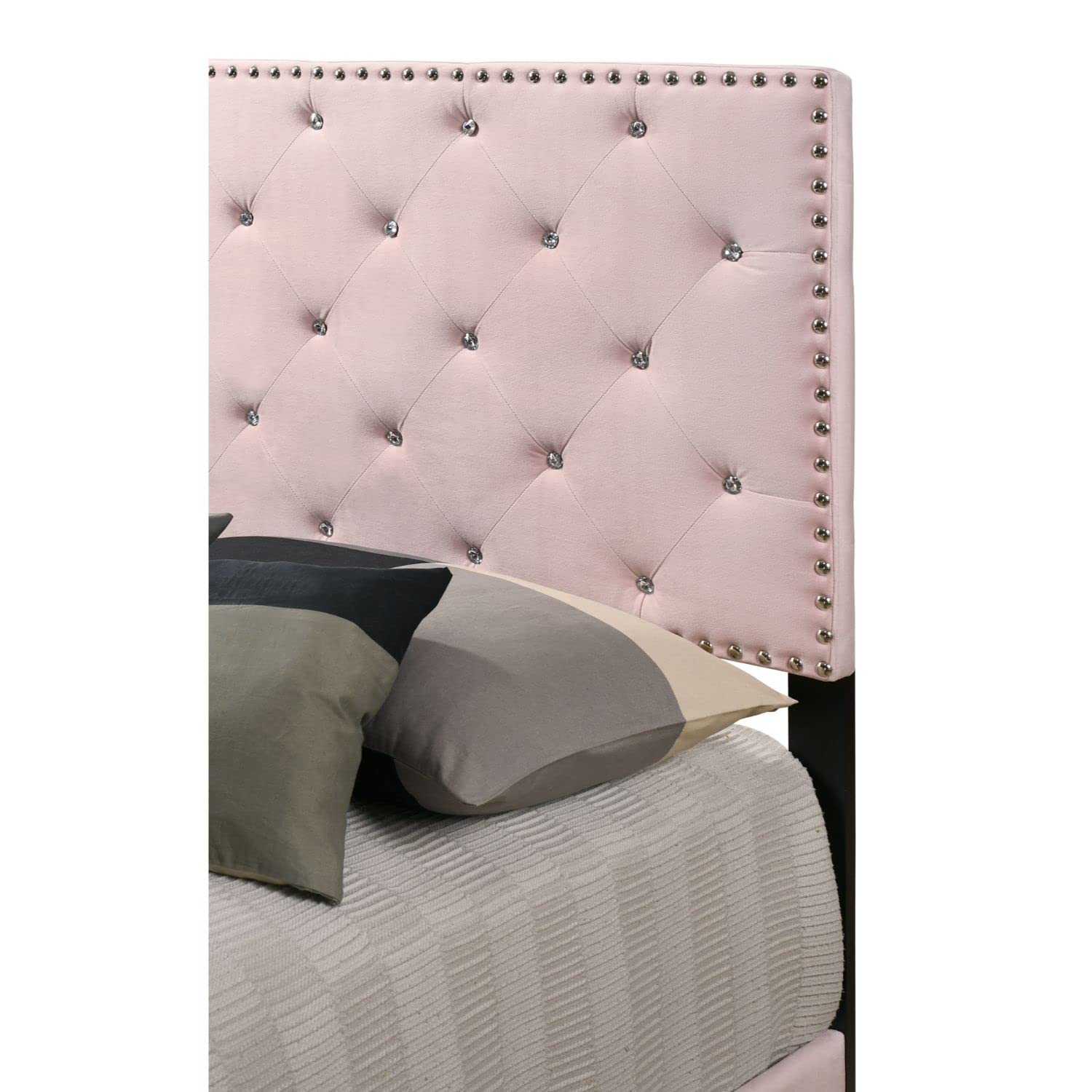 Modern Pink Twin Panel Bed - Stylish Indoor Bedroom Furniture for Small Spaces | Perfect for Kids' Rooms, Guest Beds & Cozy Apartments