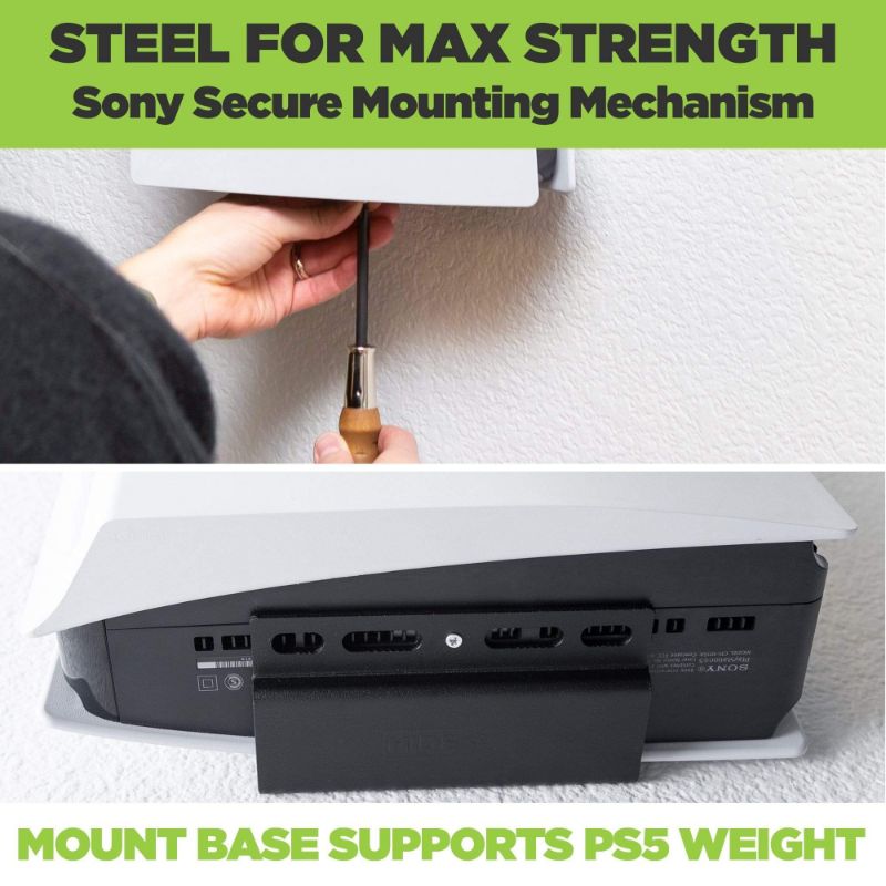 SECONDS HIDEit PS5 Wall Mount Bracket - Compatible with PlayStation 5 & PS5 Digital Edition - Space Saving Vertical or Horizontal Mount for Gaming Room Setup