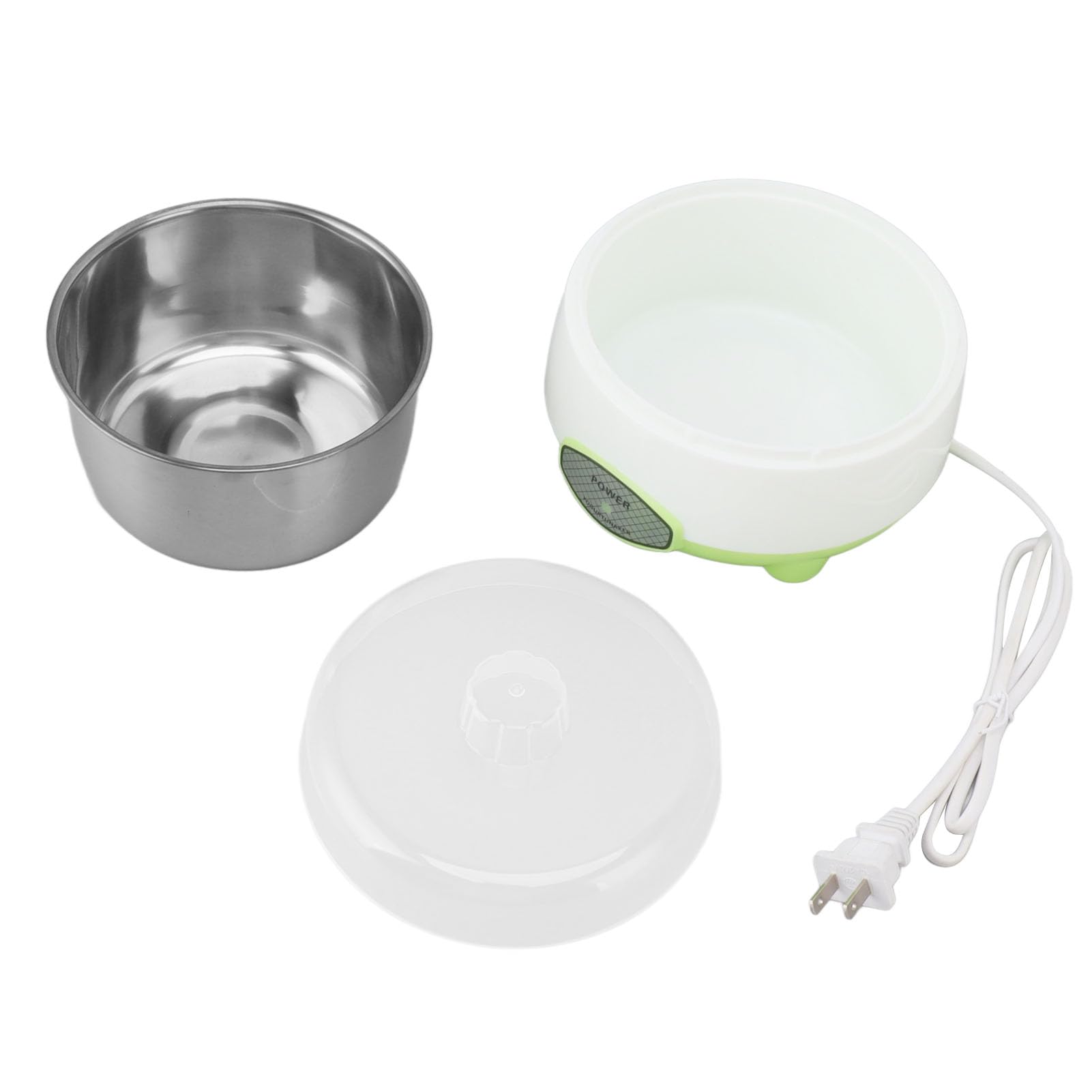 Greek Yogurt Maker Machine with Stainless Steel Inner Pot - 15W Electric Homemade Yogurt Maker for Healthy Breakfast & Snacks - Perfect for Keto, Vegan & Gluten-Free Diets (Green)