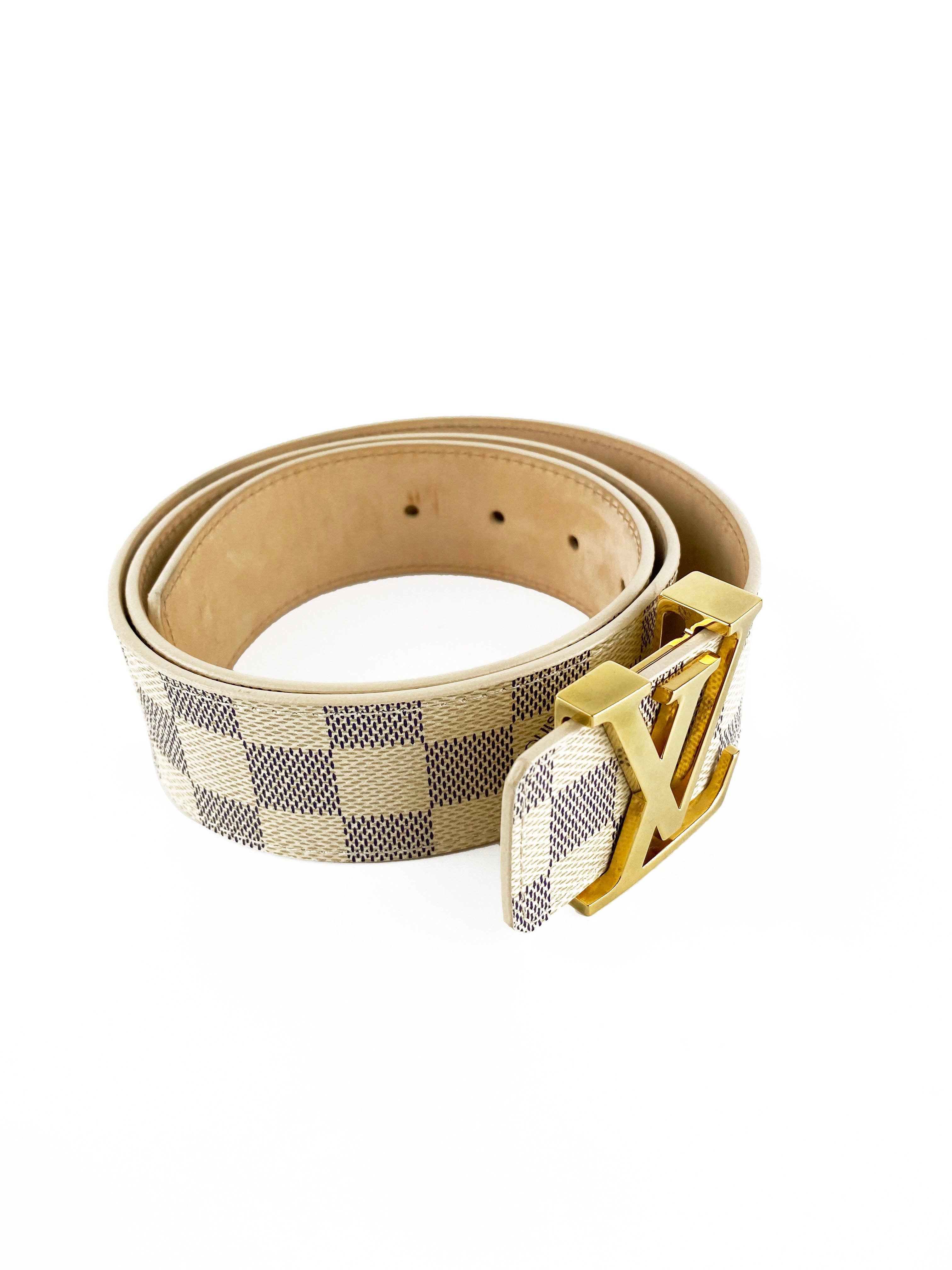 Louis Vuitton Azur Damier White Monogram Belt for Women & Men - Stylish Designer Fashion Accessory for Casual & Formal Outfits