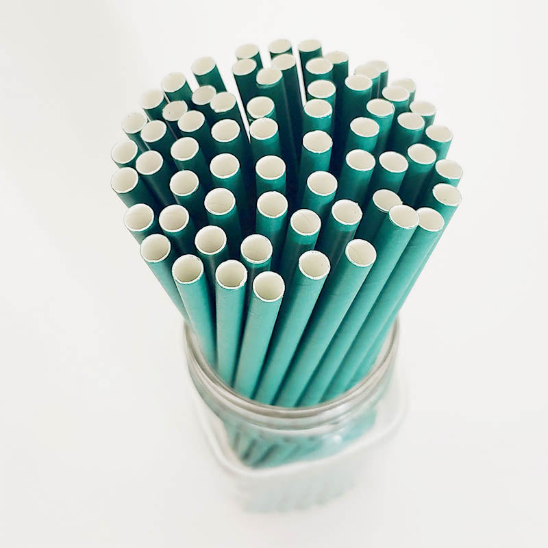 BarConic® Eco Friendly Paper Straws - 100 Pack, 7 3/4 Inch Solid Green Color, Biodegradable & Compostable Drinking Straws for Parties, Restaurants, and Home Use
