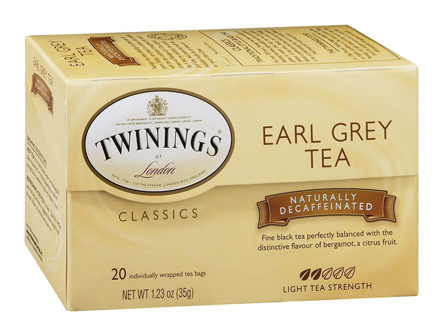 Twinings Decaffeinated Earl Grey Tea Bags - 20 Count Box (Pack of 12) | Premium Black Tea for Relaxation & Evening Enjoyment | Perfect for Afternoon Tea, Office Break or Gift Giving