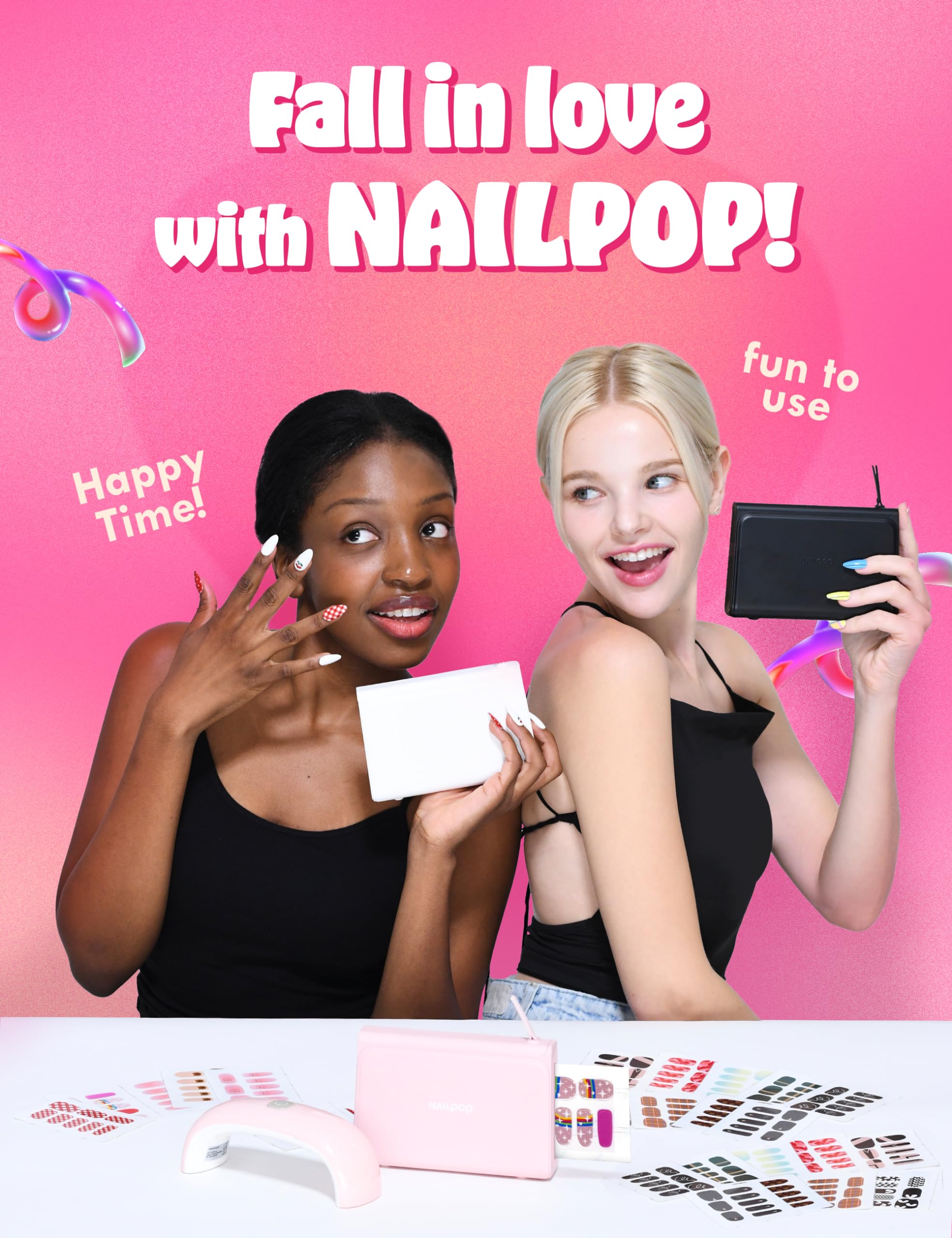 NAILPOP Wireless Automatic Nail Art Printer Machine - Digital Nail Design Printer with 10 Nail Sticker Sheets | Limitless Custom Nail Designs & Easy Operation | Perfect for Home Salon, DIY Nail Art & Professional Nail Technicians (Pink)