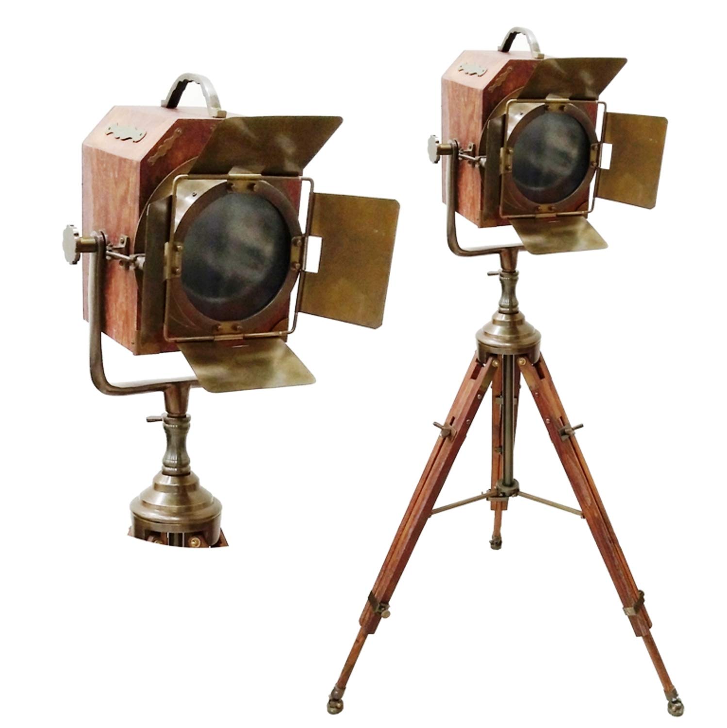 Vintage Antique Wooden Nautical Searchlight Tripod Lamp - Rustic Home Decor for Living Room, Bedroom, or Office - Perfect Gift for Housewarming, Birthday, and Christmas