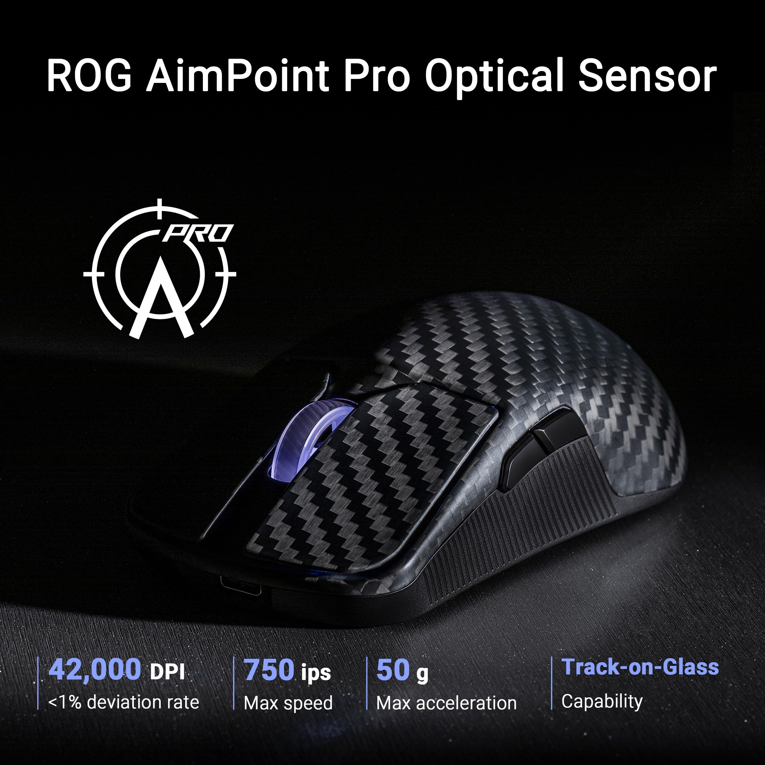 ASUS ROG Harpe Ace Extreme Wireless Gaming Mouse - Carbon Fiber Design, 47g Ultra Lightweight, 42K DPI AimPoint Pro Optical Sensor, Optical Micro Switches, ROG Polling Rate Booster - Perfect for Esports, FPS Gaming, and Professional Competitive Play (Black)