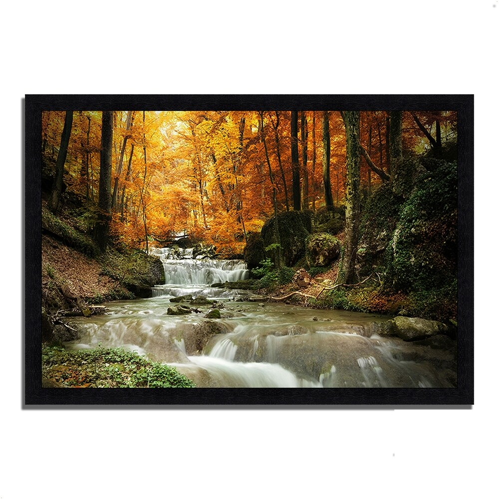 Autumn Stream Framed Wall Art - Nature Landscape Photography Print for Home & Office Decor - Perfect for Living Room, Bedroom, or Office Wall Decor