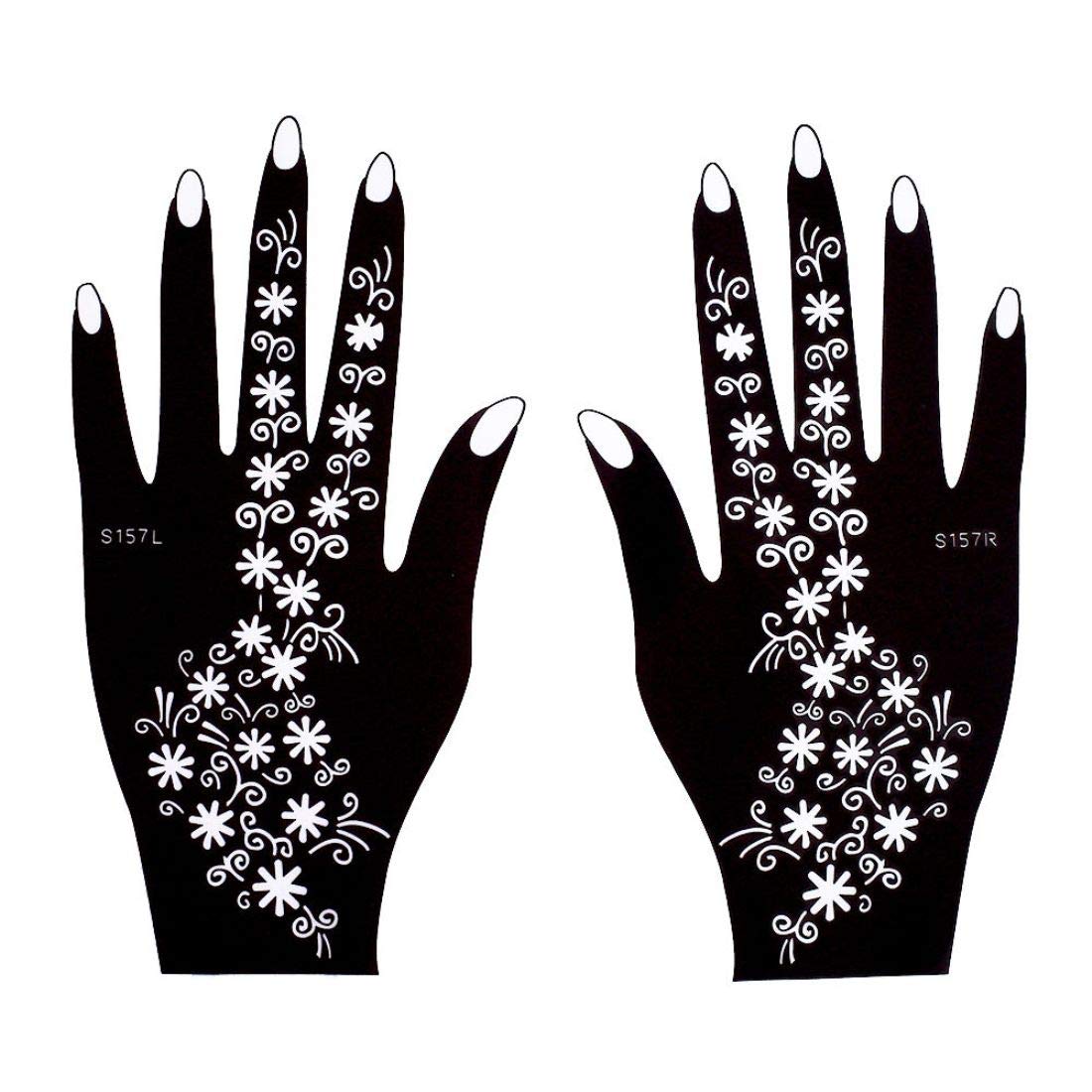 Ivana's Henna Stencils for Hands, Body, Fingers & Face - Mehndi Tattoo Stickers for Women, Girls & Kids - Pack of 2 (Design NIV-06) - Perfect for Weddings, Parties & Festive Celebrations
