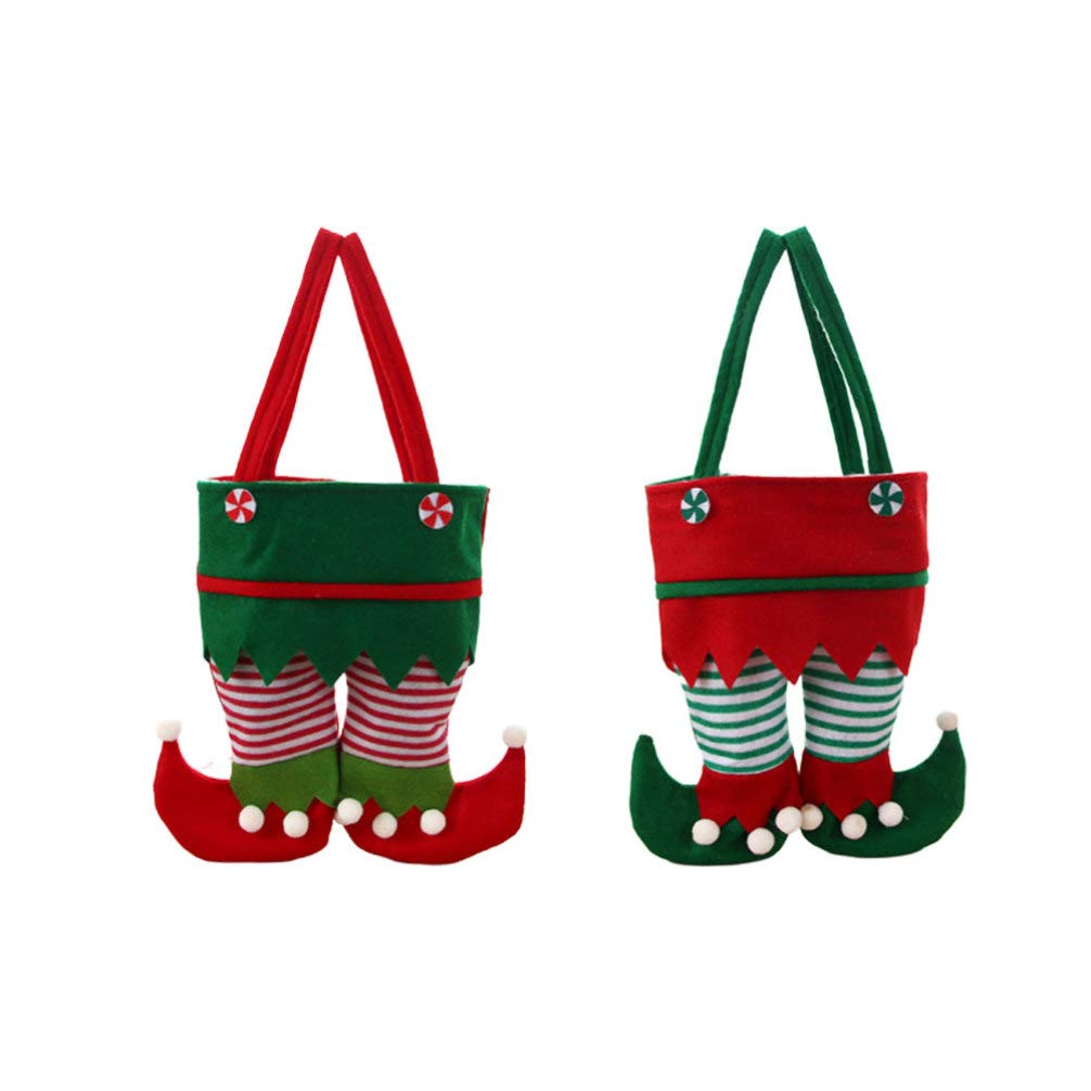 Heallily 2-Piece Christmas Elf Pants Candy Gift Bags - Wine Bottle Bags, Party Favors & Treat Bags for Holiday Gifts - Perfect for Tree Ornaments, Stocking Stuffers & Christmas Party Decorations