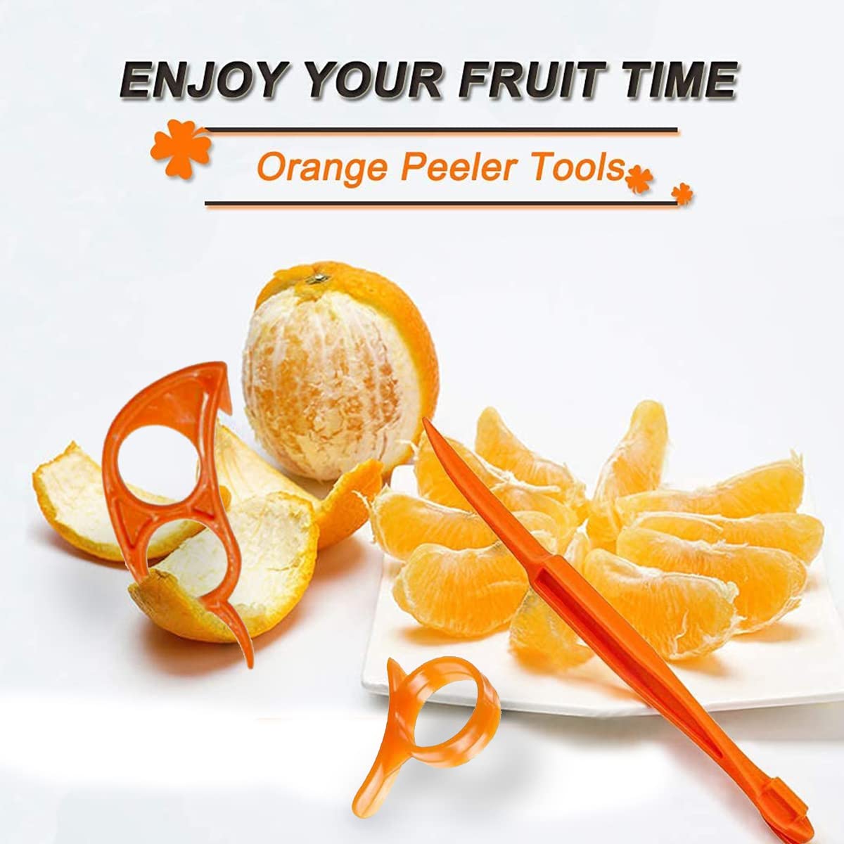 Orange Citrus Peeler Set - Easy Plastic Lemon & Citrus Peel Cutter, Slicer & Remover - Kitchen Gadget for Cooking, Baking & Cocktail Making (Set A)