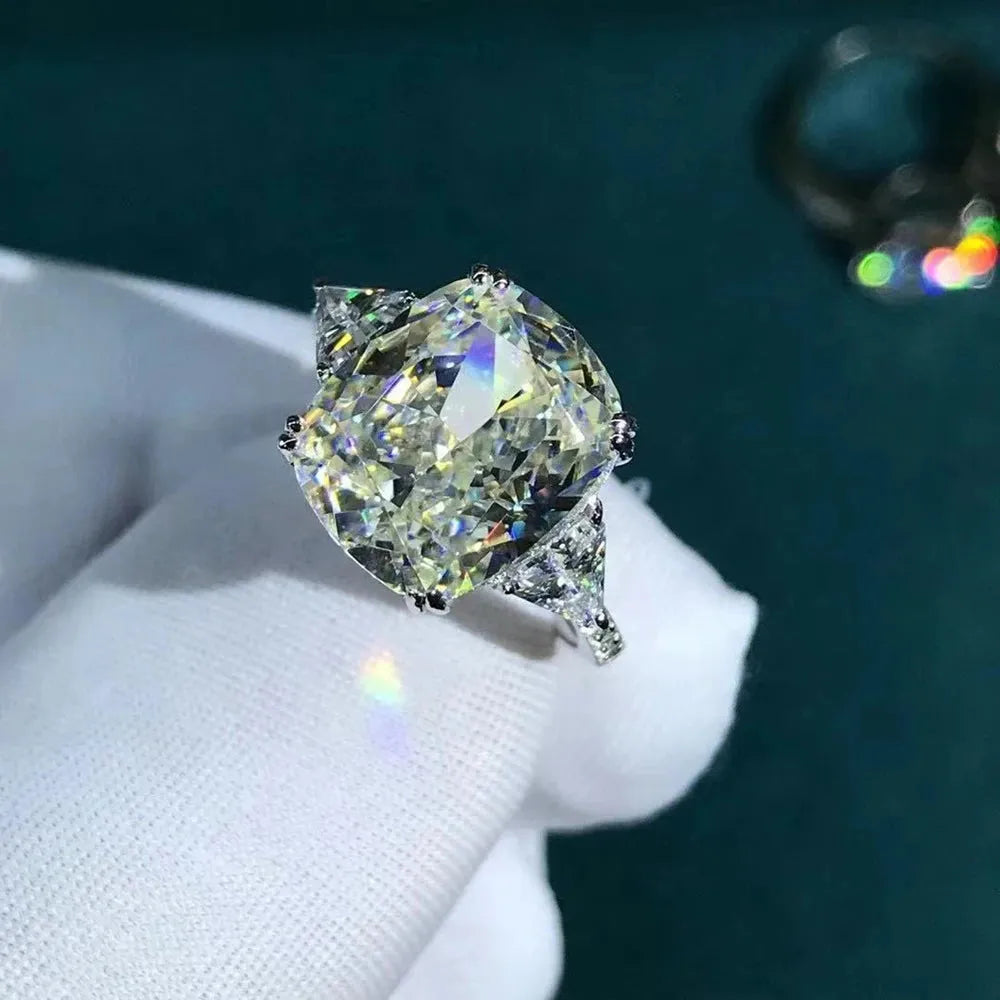 WUIHA Luxury 925 Sterling Silver 3EX Cushion Cut 5CT VVS Pink Moissanite Engagement Ring for Women - Custom Wedding Jewelry, Anniversary Gift & Proposal Ring
